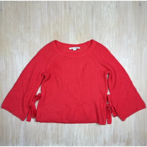 Project Naadam Coral Pink Open Knit Bell Sleeve Tied Bow Pullover Sweater Small - Picture 15 of 15